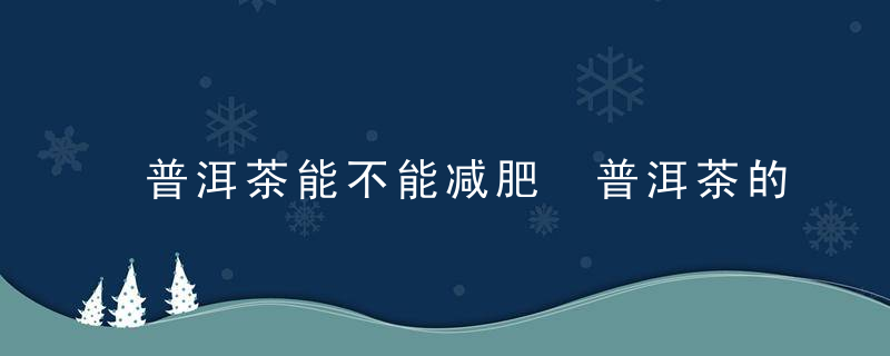 普洱茶能不能减肥 普洱茶的典型副作用是什么